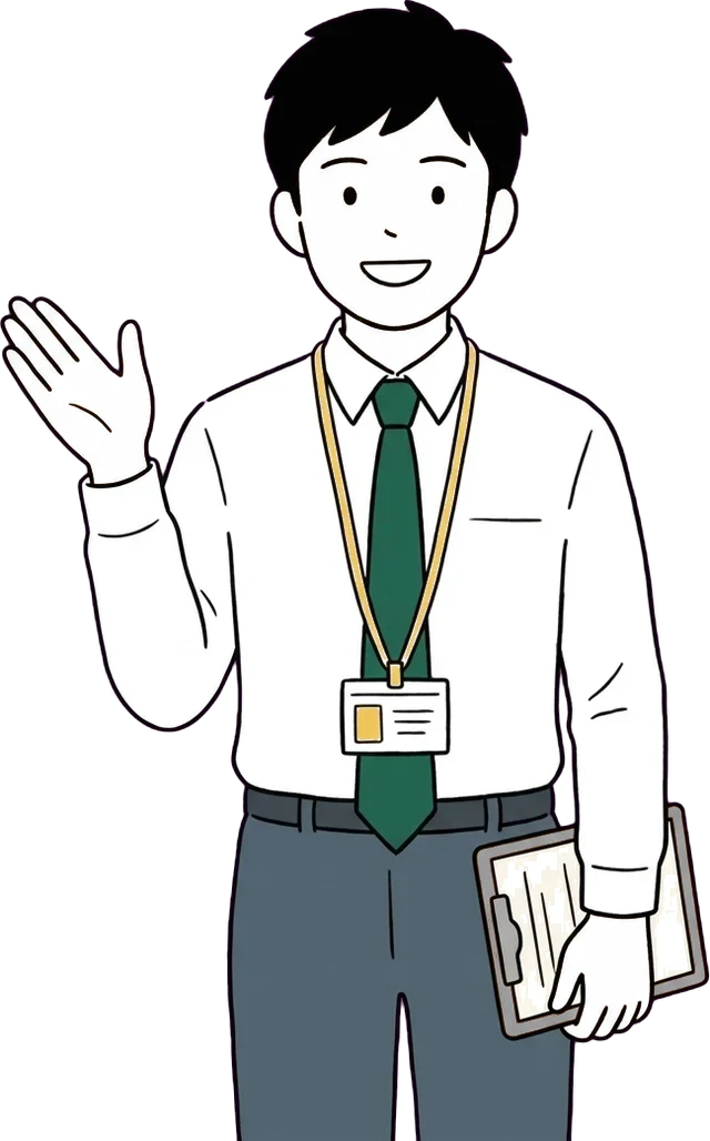 質問に答える生徒集め係