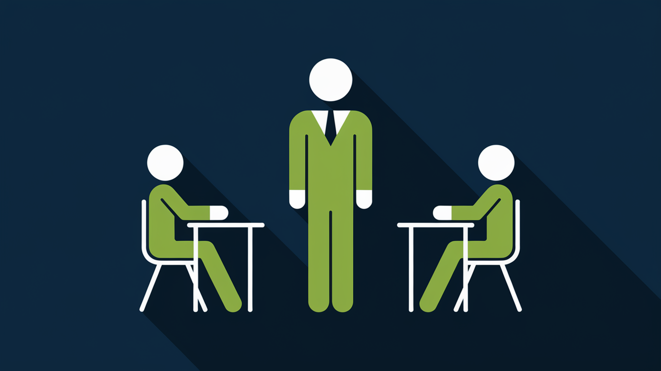 森塾の先生1人に生徒2人モデルを表すイラスト