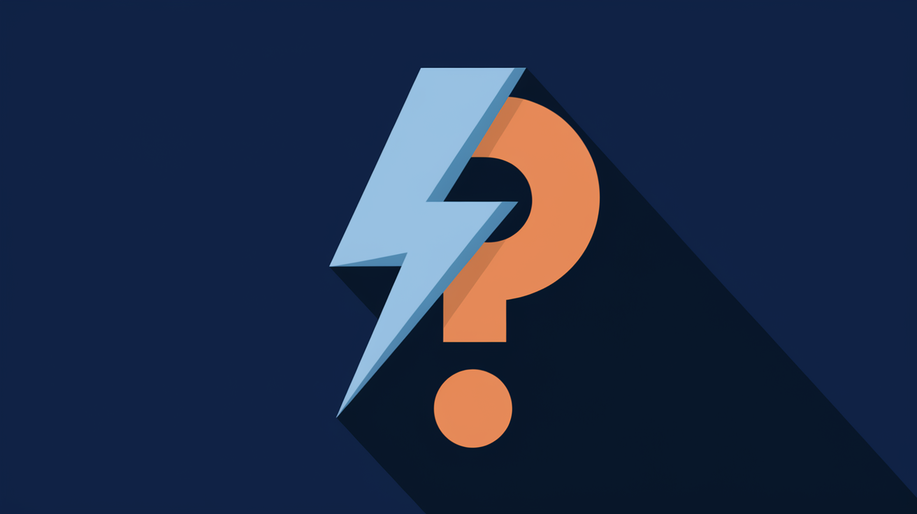 湘南ゼミナールのQE授業を表す稲妻と疑問符のイラスト