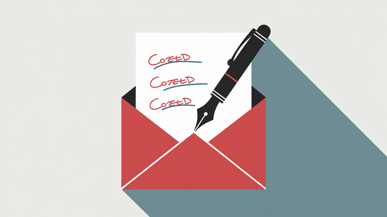 Z会の添削指導を表すペンと手紙のイラスト